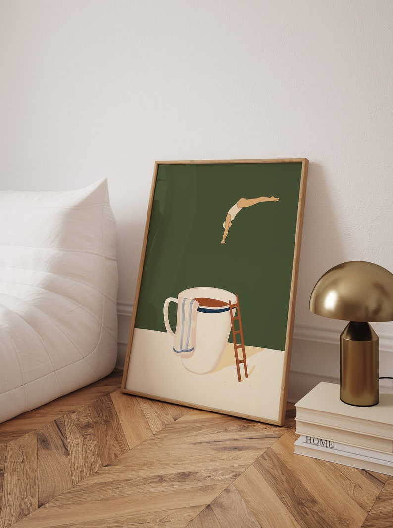 PureSip™ Coffee Diver Art Poster - Funny Coffee Lover Wall Art